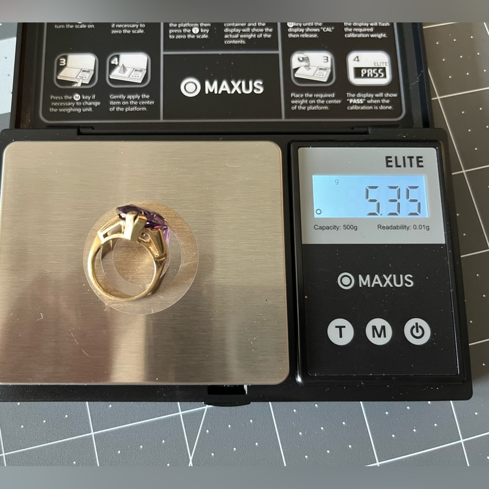 5.3 Grams 14K Yellow Gold Amethyst Heart Ring- Size 5 - Picture 14 of 15